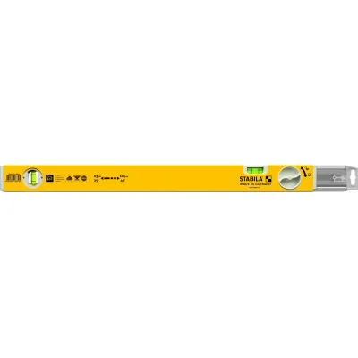 Stabila Teleskop-Wasserwaage 80 T 18879 | ausziehbar 63–105 cm | Aluminium | metrische Skala | Rutsch-Stopper | Gelb