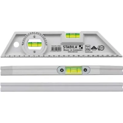 Stabila Torpedo-Wasserwaage 104 Allround 06901 | 25 cm | 2 Libellen | drehbare Winkellibelle | Kunststoff | grau