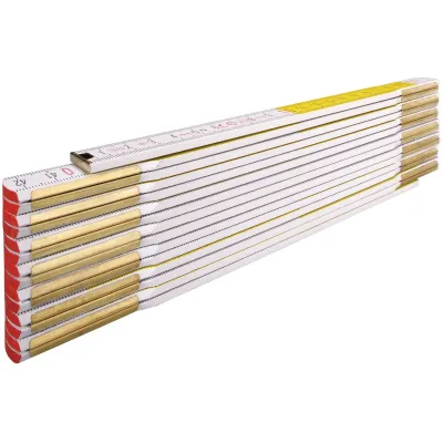 Stabila Holz-Gliedermaßstab 617/11 | 3 m Meterstab | Schnellablese-Skala | Buche | beidseitig cm/mm | weiß/gelb