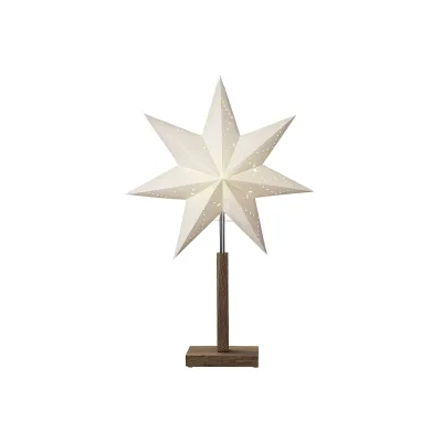 Star Standleuchte Stern Karo Mini 232-33 | Weihnachtsstern Holzfuß Papier FSC | E14 | 55x34x14 cm | Beige/Akazie