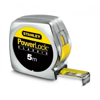 STANLEY Bandmaß Powerlock 1-33-194 | Maßband 5m x 19mm | Kunststoffgehäuse | Mylar-Schutz | Gürtelclip | metrisch
