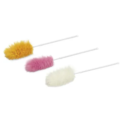 Nölle Staubwedel 280600 | Lammfell mit Teleskopstiel 105 cm | staubbindend | Lammwolle/Kunststoff | farblich sortiert