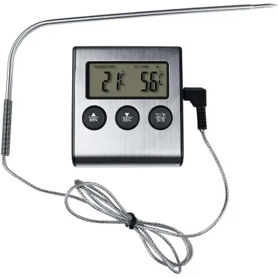 Steba Bratenthermometer Digital AC 11 | Fleischthermometer Grill Küche | Timer 99 Min. | bis 250°C | 1m Kabel | silber