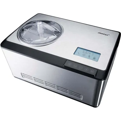 Steba Eismaschine IC 180 | Kompressor | 2 Liter | Edelstahl-Eisbehälter | 3 Programme | Joghurtfunktion | Silber