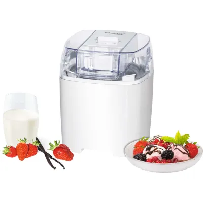 Steba Eismaschine IC 20 | Eiscreme-Maker 1,5 l | Isolierbehälter | Timer | spülmaschinengeeignet | Weiß