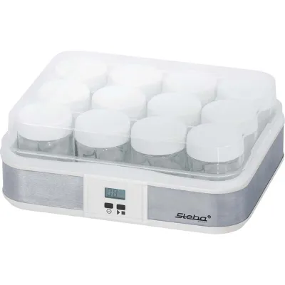 Steba Joghurtbereiter JM 2 | Joghurt-Maker für 12 Gläser | Timerfunktion | Edelstahl/Weiß | inkl. Rezeptbroschüre