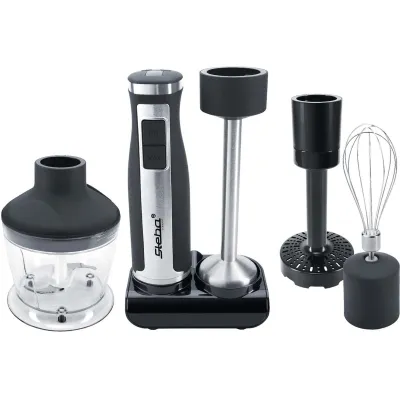 Steba Stabmixer-Set MX 40 | 700W | 8 Stufen | 7 Aufsätze | Edelstahl | Zerkleinerer | Kartoffelstampfer