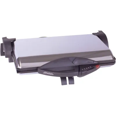 Steba Kontaktgrill PG 4.3 16.13.00 | 2000 Watt | 2x 37x23 cm Wendeplatten | Temperaturregler | Antihaft | Chrom | Silber