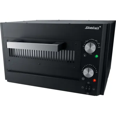 Steba Power Pizzabäcker PB 1800 | Pizzaofen elektrisch 1800 W | bis 400 °C | Pizzastein 30,5x30,5 cm | schwarz