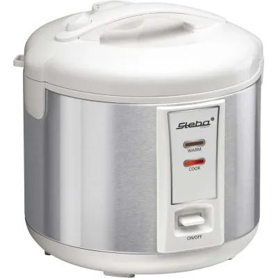 Steba Reiskocher RK 2 | 1,8 Liter | 700 Watt | Edelstahl | Antihaft-Innentopf | Warmhaltefunktion | Dämpfeinsatz