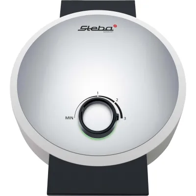 Steba Waffeleisen WE 16 | 5 Herzwaffeln | 16,5 cm | Antihaft | stufenlos regelbar | 1000W | weiß/silber
