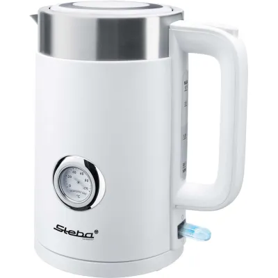 Steba Wasserkocher WK 10 Bianco 43 10 00 | 1,7 l | doppelwandig | Temperaturanzeige | 2200 W | kabellos | weiß/Edelstahl