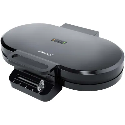 Steba Doppel-Waffeleisen WE 2 | 2x5 Herzwaffeln | 15,5 cm | Antihaft | Temperaturregler | 1400W | Schwarz