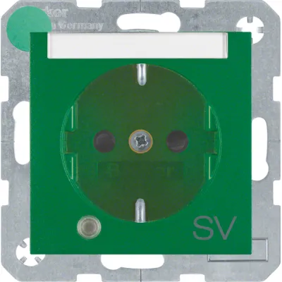 Steckdose 1f KS+BF S1/B1/3/7Glas, gn/mt