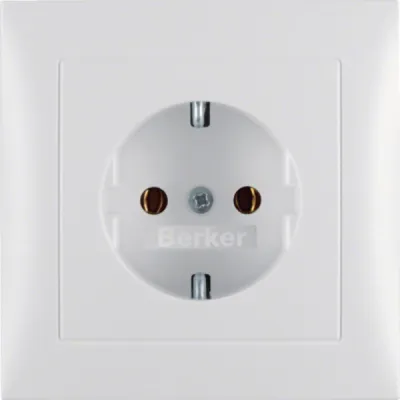 Berker Schuko-Steckdose 47429909 S.1 | Unterputz | 16A 250V | Vollplatte | Steckklemmen | Kunststoff matt | polarweiß
