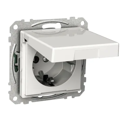 Schneider Electric Steckdose Exxact WDE002177 | Unterputz | Klappdeckel | erhöhtem Berührungsschutz | 16A | Typ F | weiß