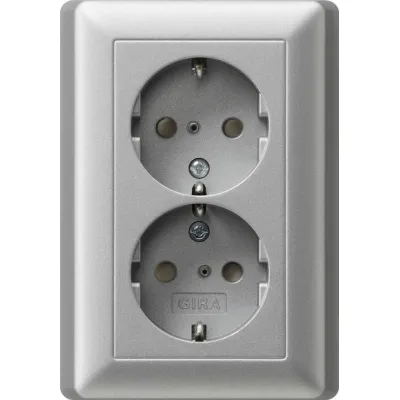 Steckdose 2f alu mt System 55 UP m.KS IP20