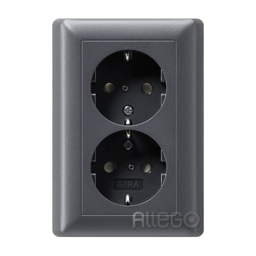 Bild: Steckdose 2f anth mt System 55 UP m.KS IP20