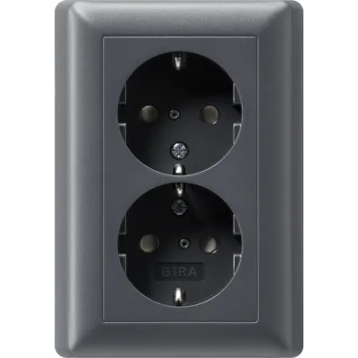 Gira Doppelsteckdose SCHUKO 078328 | Unterputz | Kinderschutz | System 55 | 16A 250V | anthrazit