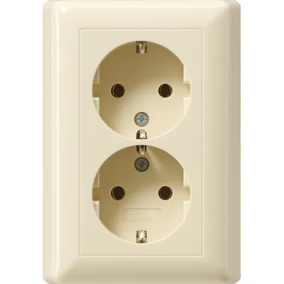 Gira Doppelsteckdose SCHUKO 078801 | 2-fach Unterputz | Steckklemme | System 55 | IP20 | cremeweiß glänzend