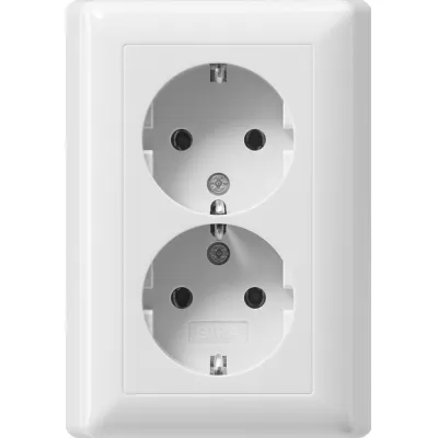 Gira SCHUKO Doppelsteckdose 2-fach Unterputz | System 55 | Steckklemmen | IP20 | reinweiß glänzend
