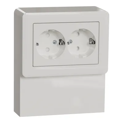 ELSO Steckdose 2-fach WDE015742 | Aufputz | erhöhtes Berührungsschutz | Steckklemme | 16A | Thermoplast | weiß