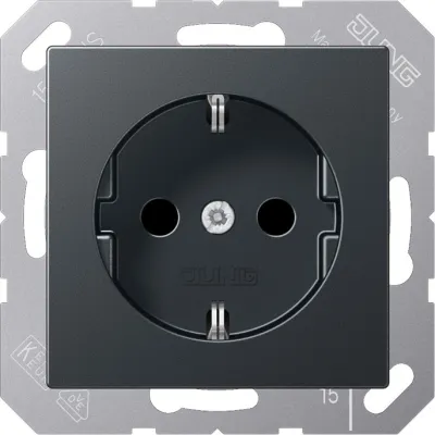 JUNG SCHUKO-Steckdose A 1520 BF ANM | 16A 250V | bruchsicher | Federklemmen | Unterputz | Thermoplast matt | anthrazit