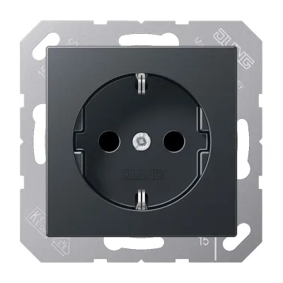 JUNG SCHUKO-Steckdose A 1520 BF ANM | 16A 250V | bruchsicher | Federklemmen | Unterputz | Thermoplast matt | anthrazit