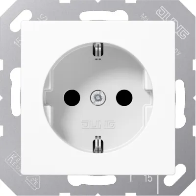 JUNG SCHUKO-Steckdose Unterputz 16A 250V | Berührungsschutz | Duroplast | Federklemmen | Alpinweiß