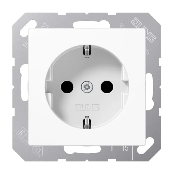 JUNG SCHUKO-Steckdose Unterputz 16A 250V | Berührungsschutz | Duroplast | Federklemmen | Alpinweiß
