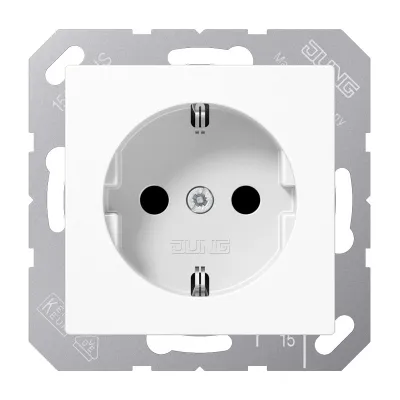 JUNG SCHUKO-Steckdose A1520BFWW | 16A 250V | bruchsicher | Unterputz | Steckklemmen | Thermoplast glänzend | alpinweiß