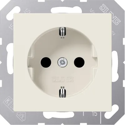 JUNG SCHUKO Steckdose 16A 250V UP | Federklemmen | Duroplast glänzend cremeweiß | Krallen-/Schraubbefestigung