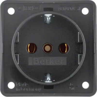 Berker Schuko Steckdose 941852505 Integro Einsatz | IP44 | Schraubklemmen | 16A 250V | anthrazit matt