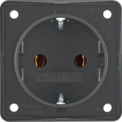 Berker Steckdose SCHUKO Integro 947782505 | Einbau | 16A 250V | Steckklemmen | matt | anthrazit | IP20 | Kunststoff