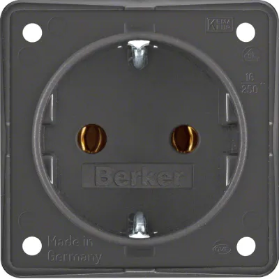 Berker Steckdose SCHUKO Integro 947782505 | Einbau | 16A 250V | Steckklemmen | matt | anthrazit | IP20 | Kunststoff