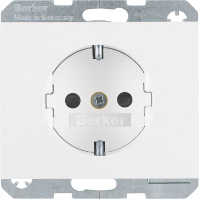 Berker SCHUKO Steckdose 47357009 | K.1 Unterputz | erhöhter Berührungsschutz | Steckklemmen | polarweiß glänzend