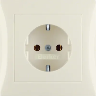 Berker Schuko Steckdose Unterputz | IP20 | mit Abdeckplatte S.1 | 16A | Kunststoff | weiß glänzend