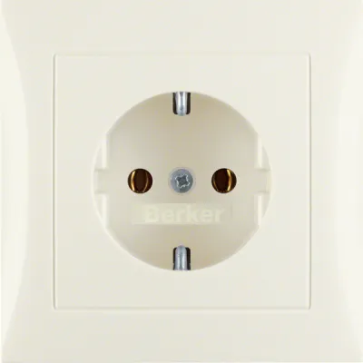 Berker Schuko Steckdose Unterputz | IP20 | mit Abdeckplatte S.1 | 16A | Kunststoff | weiß glänzend