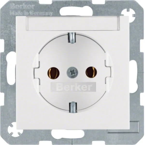Berker SCHUKO Steckdose Unterputz | 16A 250V | Beschriftungsfeld | Kunststoff | polarweiß | S.1/B.3/B.7