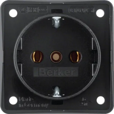 Berker SCHUKO Steckdose 9418505 | Integro Modul-Einsatz | 16A 250V | IP44 | Schraubklemmen | matt schwarz