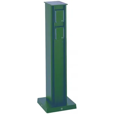 Albert Steckdosensäule 662106 | 4-fach Außensteckdose | IP44 | Aluminiumguss | 16A 250V | Bodenmontage | Schwarz