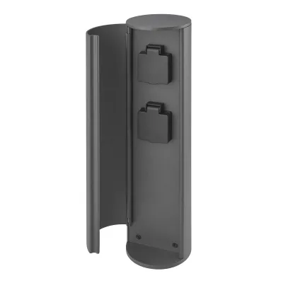 CMD Steckdosensäule 9016 | 2-fach Steckdose | Aluminium matt | IP44 | 400x100 mm | anthrazit