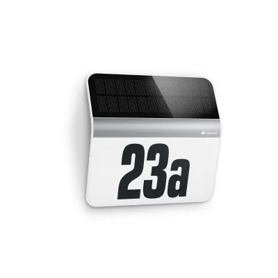 Steinel Solar LED-Hausnummernleuchte XSolar LH-N 007140 | Edelstahl | 4000K | IP44 | Lichtsensor | 227x242x51mm