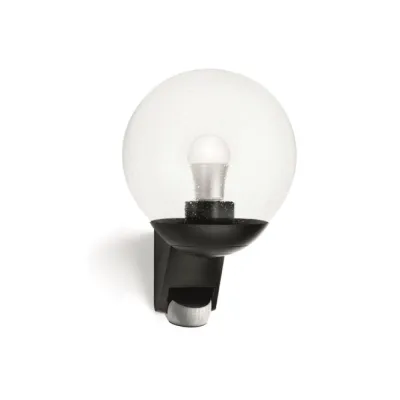 STEINEL Sensor-Außenleuchte L 585 S 005535 | Wandlampe mit Bewegungsmelder | E27 | IP44 | schwarz | 60W | Glas