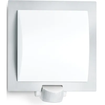 Steinel Sensor-Außenleuchte L 20 S 566814 | Wandleuchte mit Bewegungsmelder | E27 | IP44 | Edelstahl | 60W | quadratisch