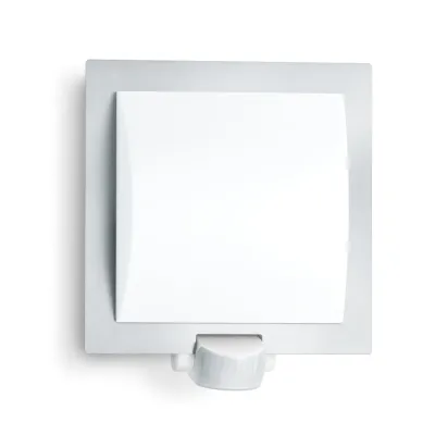 Steinel Sensor-Außenleuchte L 20 S 566814 | Wandleuchte mit Bewegungsmelder | E27 | IP44 | Edelstahl | 60W | quadratisch