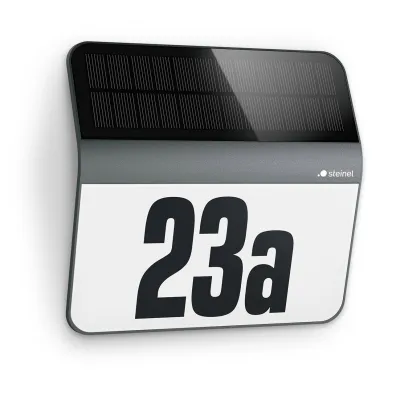 Steinel Solar LED Hausnummernleuchte XSolar LH-N | Edelstahl anthrazit | IP44 | 4000K | Lichtsensor