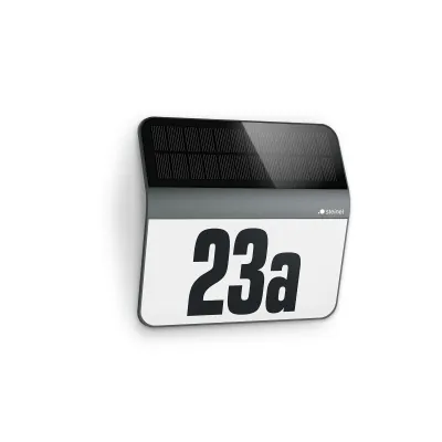 Steinel Solar LED Hausnummernleuchte XSolar LH-N | Edelstahl anthrazit | IP44 | 4000K | Lichtsensor