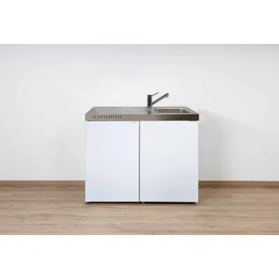 Stengel Miniküche Easyline ME100KSKSliBre | 100 cm | Kühlschrank mit 2* Gefrierfach | Edelstahlabdeckung | Spüle rechts