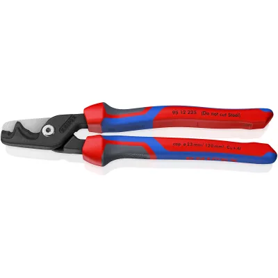 KNIPEX Kabelschere StepCut XL 95 12 225 | Einhandbedienung | bis 120 mm² | Kraftgelenk | 225 mm | rot/blau